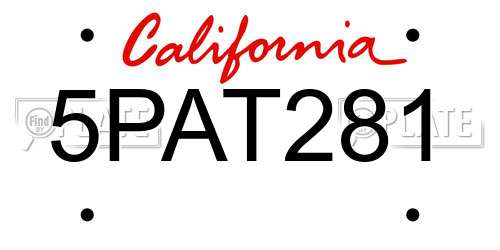 5PAT281 California License Plate