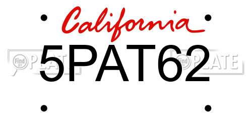 5PAT62 California License Plate
