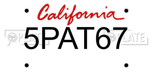 5PAT67 California License Plate
