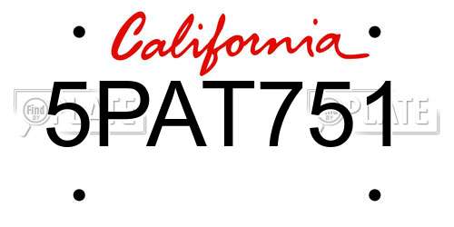 5PAT751 California License Plate