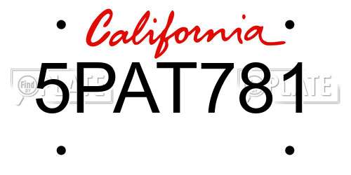 5PAT781 California License Plate