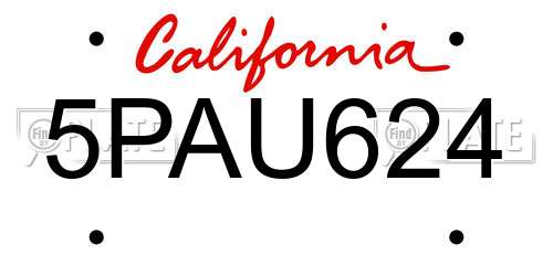 5PAU624 California License Plate