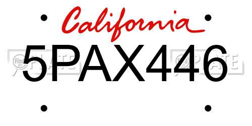5PAX446 California License Plate