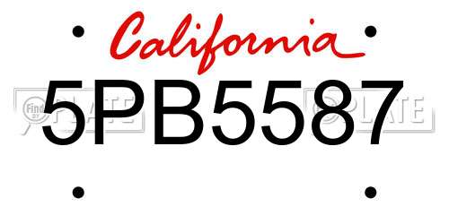 5PB5587 California License Plate