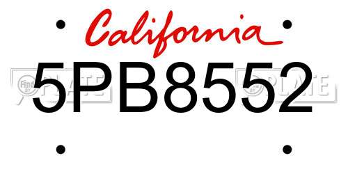 5PB8552 California License Plate