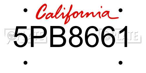 5PB8661 California License Plate