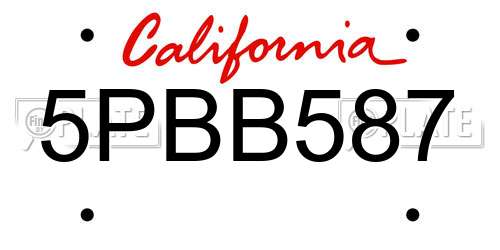 5PBB587 California License Plate
