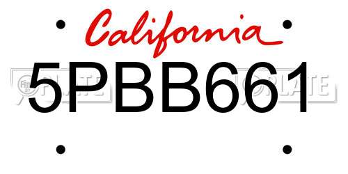 5PBB661 California License Plate