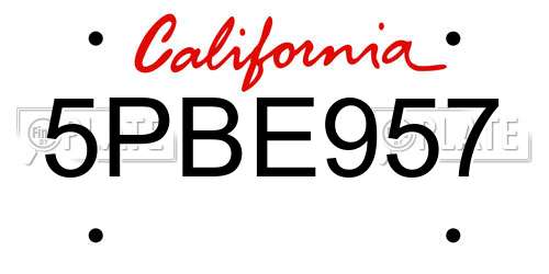 5PBE957 California License Plate