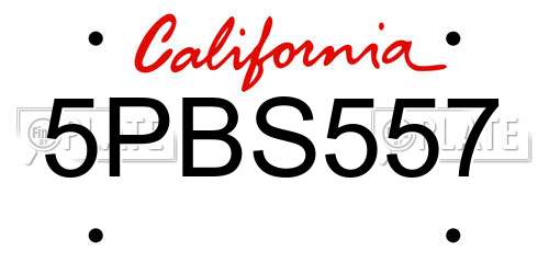 5PBS557 California License Plate