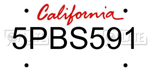 5PBS591 California License Plate
