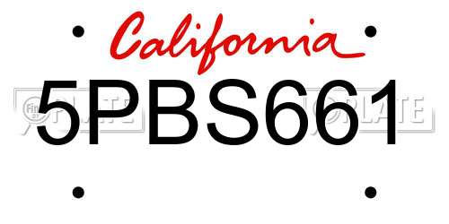 5PBS661 California License Plate