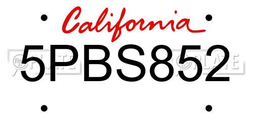 5PBS852 California License Plate