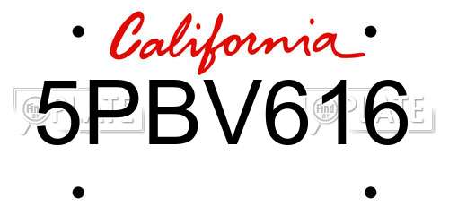 5PBV616 California License Plate