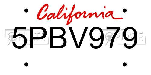 5PBV979 California License Plate