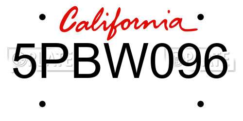 5PBW096 California License Plate