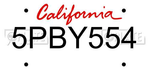 5PBY554 California License Plate