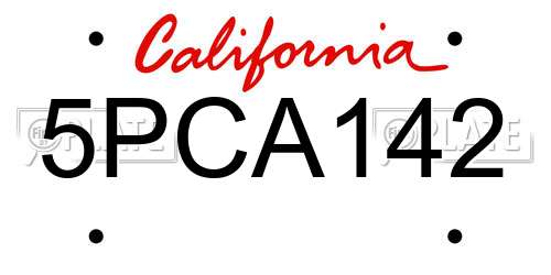 5PCA142 California License Plate