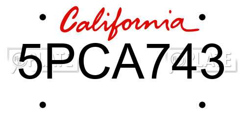5PCA743 California License Plate