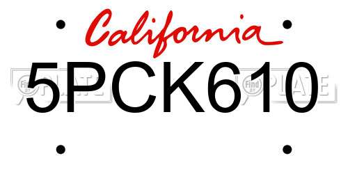 5PCK610 California License Plate