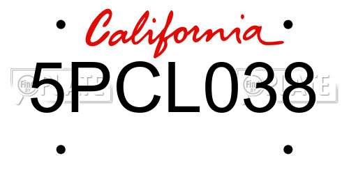 5PCL038 California License Plate