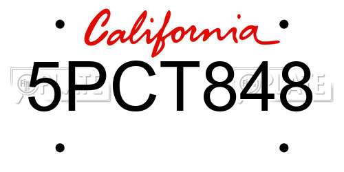 5PCT848 California License Plate