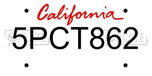 5PCT862 California License Plate