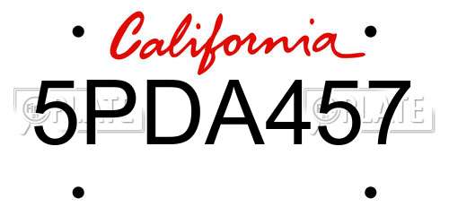 5PDA457 California License Plate