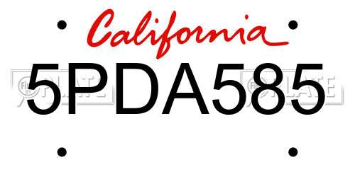 5PDA585 California License Plate
