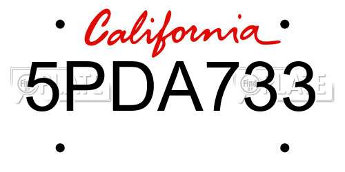 5PDA733 California License Plate