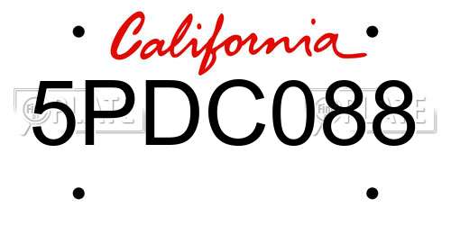 5PDC088 California License Plate