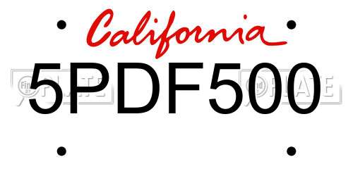 5PDF500 California License Plate