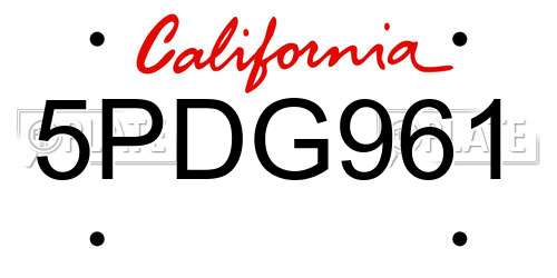 5PDG961 California License Plate