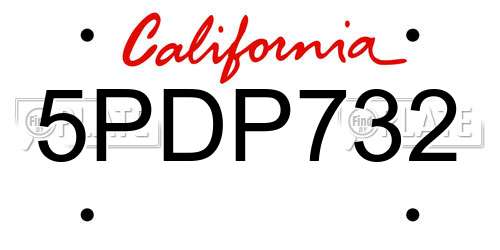 5PDP732 California License Plate