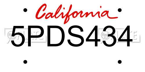 5PDS434 California License Plate