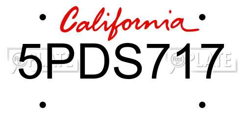 5PDS717 California License Plate