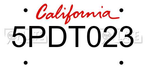 5PDT023 California License Plate