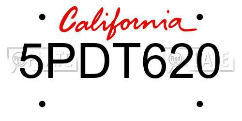 5PDT620 California License Plate