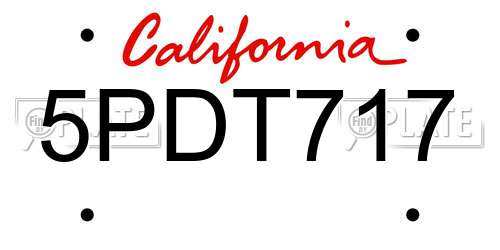 5PDT717 California License Plate