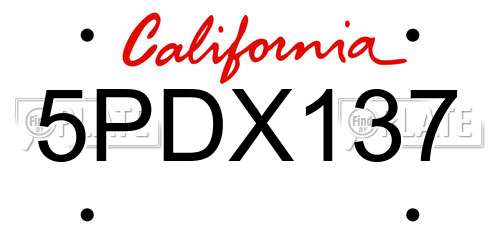5PDX137 California License Plate