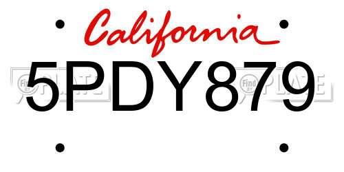 5PDY879 California License Plate