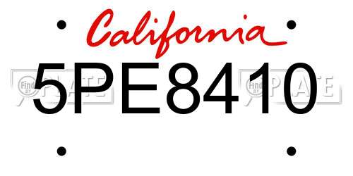 5PE8410 California License Plate
