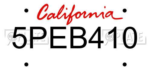 5PEB410 California License Plate