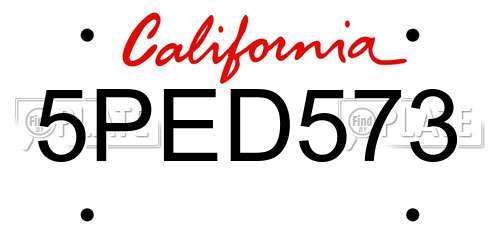 5PED573 California License Plate