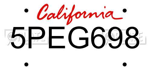 5PEG698 California License Plate