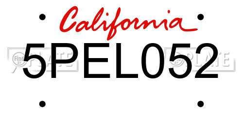 5PEL052 California License Plate