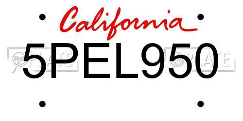 5PEL950 California License Plate