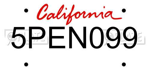 5PEN099 California License Plate