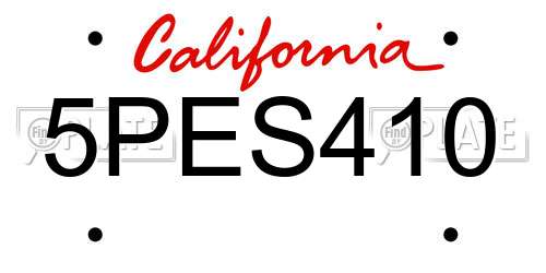 5PES410 California License Plate