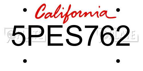 5PES762 California License Plate